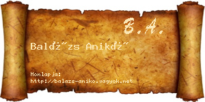 Balázs Anikó névjegykártya